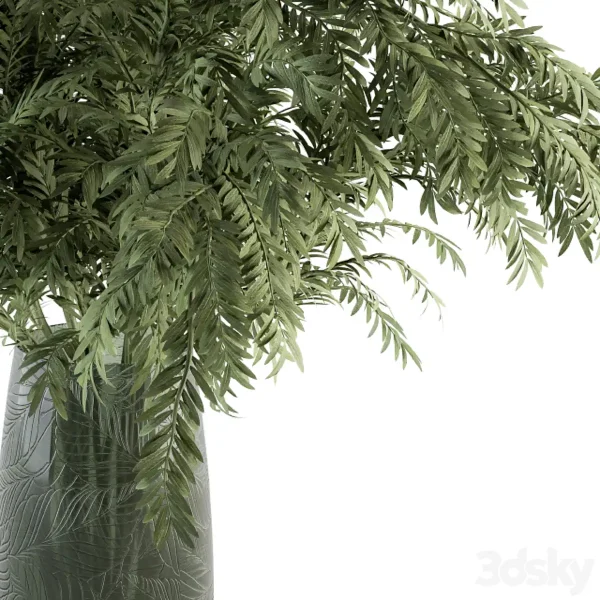 3DSky - Bouquet Green Branch In Glass Vase 64 - Image 3