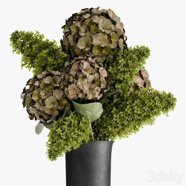 3DSky - Beautiful Modern Bouquet Of Green Flowers In A Black Vase 169 - Image 2