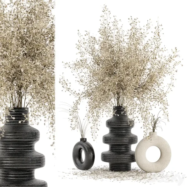 3DSky - Indoor Dry Plants In Rusty Concrete Pots Set 288