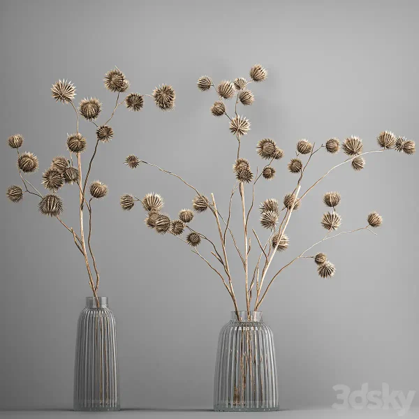 3DSky - Bouquet Of Dried Flowers In A Vase With Branches Of Dry Thorns Thistle 182 - Image 4