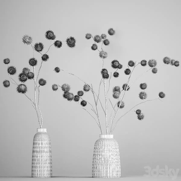 3DSky - Bouquet Of Dried Flowers In A Vase With Branches Of Dry Thorns Thistle 182 - Image 5
