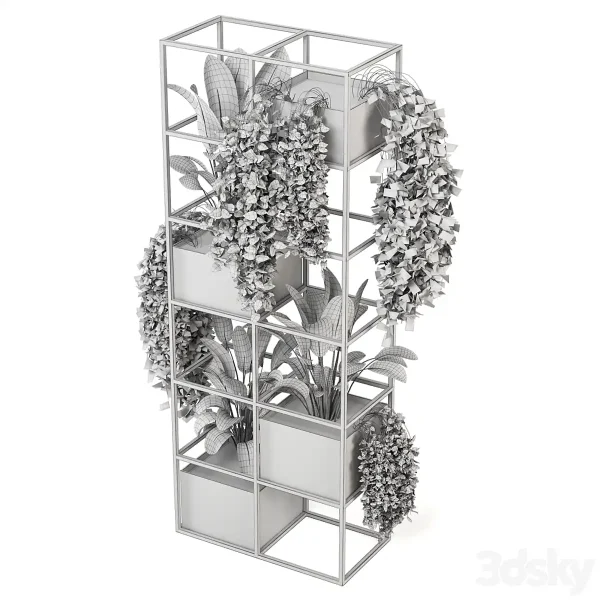 3DSky - Indoor Plants In Rusty Concrete Pot On Metal Shelf Set 122 - Image 4