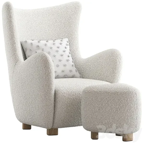 3DSky - CB2 Bozzi Lounge Chair and Ottoman