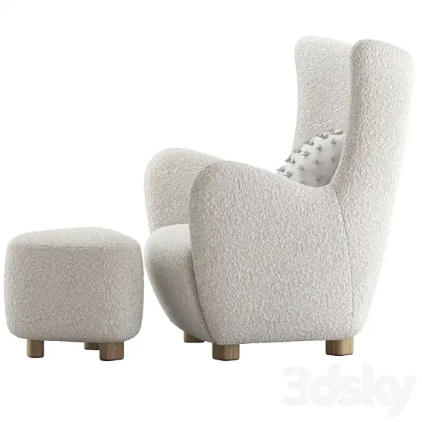 3DSky - CB2 Bozzi Lounge Chair and Ottoman - Image 3