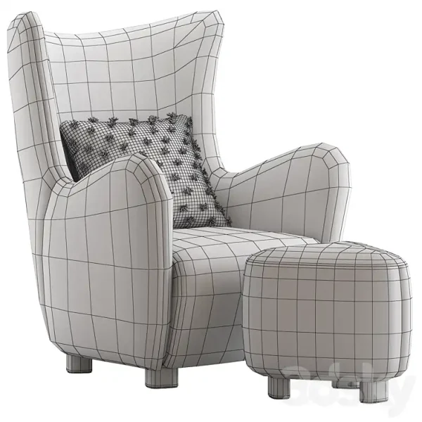 3DSky - CB2 Bozzi Lounge Chair and Ottoman - Image 4