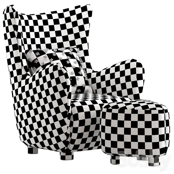 3DSky - CB2 Bozzi Lounge Chair and Ottoman - Image 5