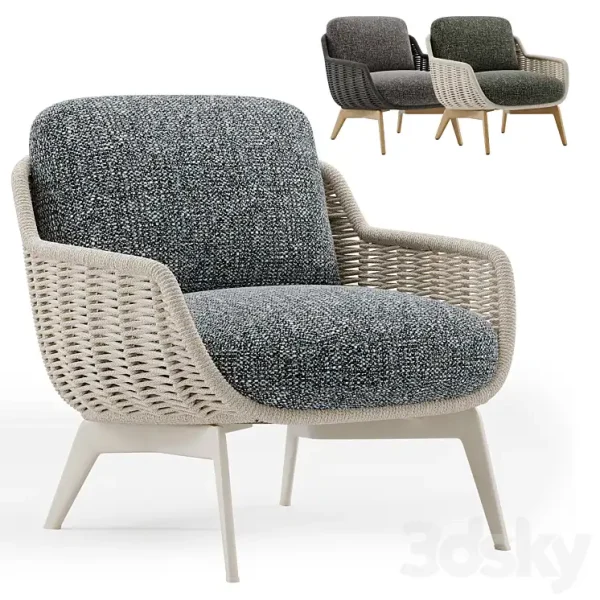 3DSky - Outdoor Garden Woven Lounge Armchair Belt Cord