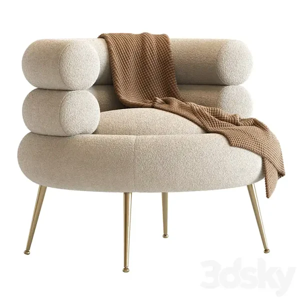 3DSky - White Barrel Lounge Chair