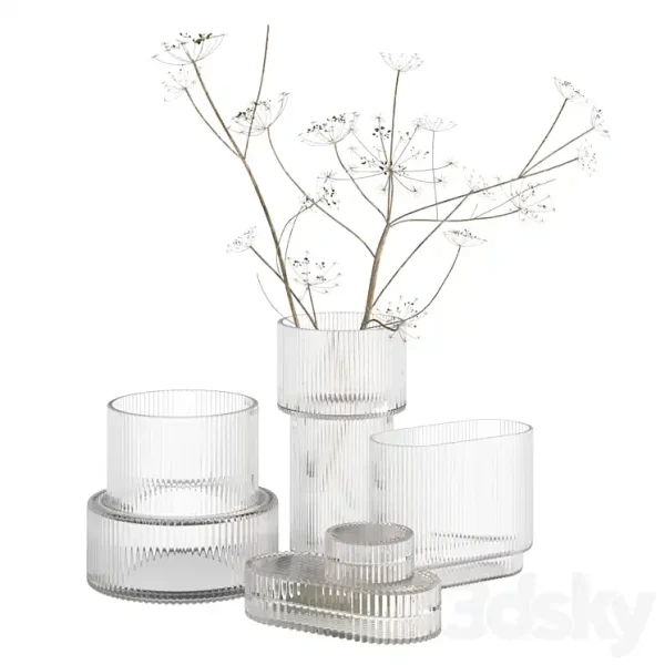 3DSky - Ripple Fluted Glass Vases HnM Home