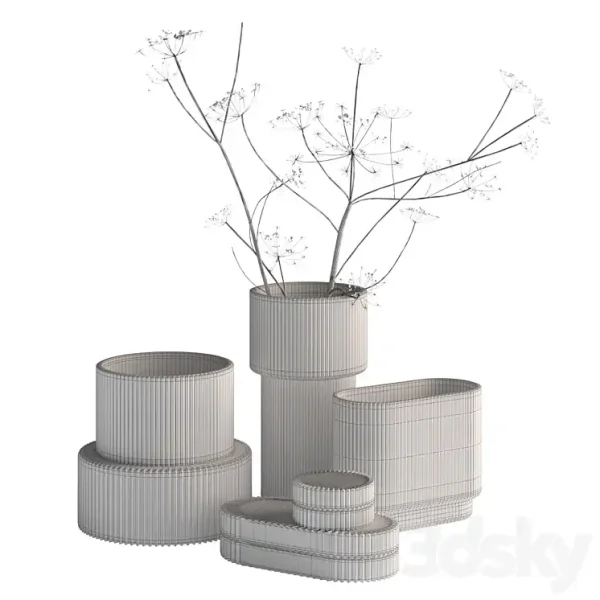 3DSky - Ripple Fluted Glass Vases HnM Home - Image 3