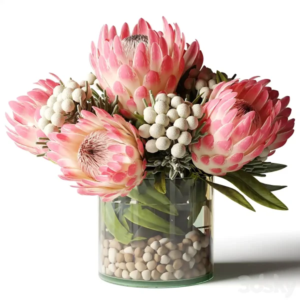 3DSky - Bouquet of Pink Proteas with Balls