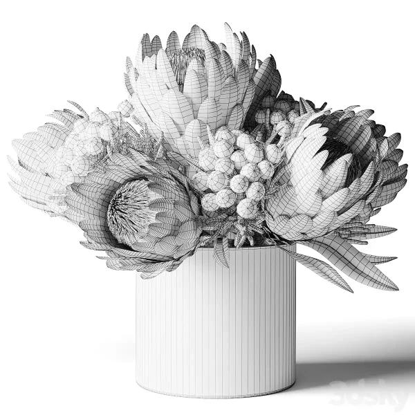 3DSky - Bouquet of Pink Proteas with Balls - Image 2