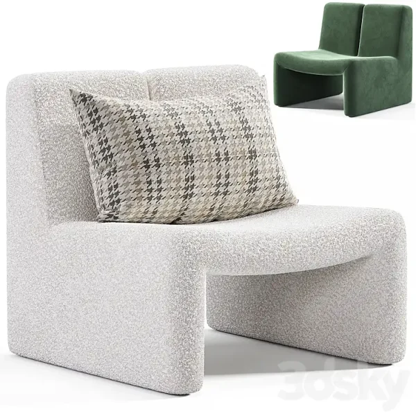 3DSky - Dario Green Boucle Accent Chair By CB2