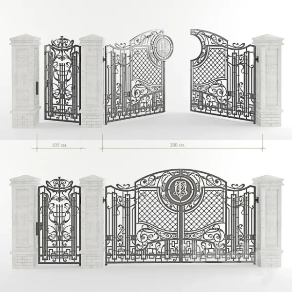 3DSky - Forged Gate with a Gate and Pillars - Image 2