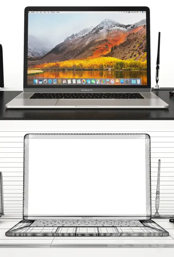 3DSky - Classic Silver Workplace MacBook - Image 3