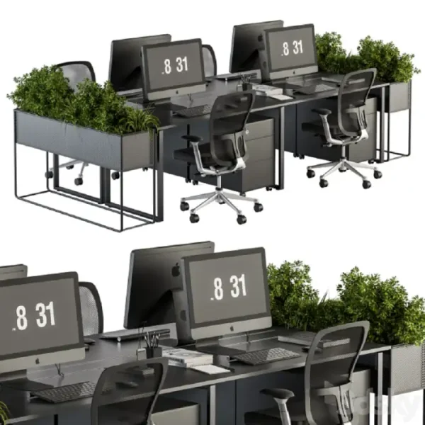 3DSky - Office Furniture Employee Set Plants Box Divider 34