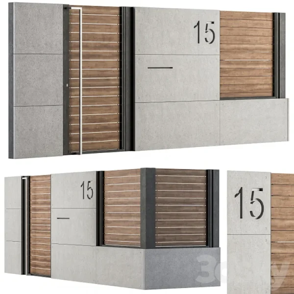 3DSky - Concrete and Wood Fence Set 02