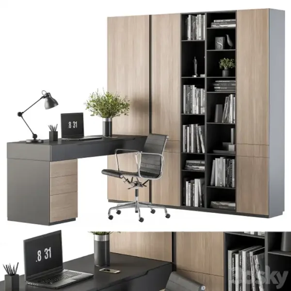 3DSky - Office Furniture Wardrobe and Table Home Office 36