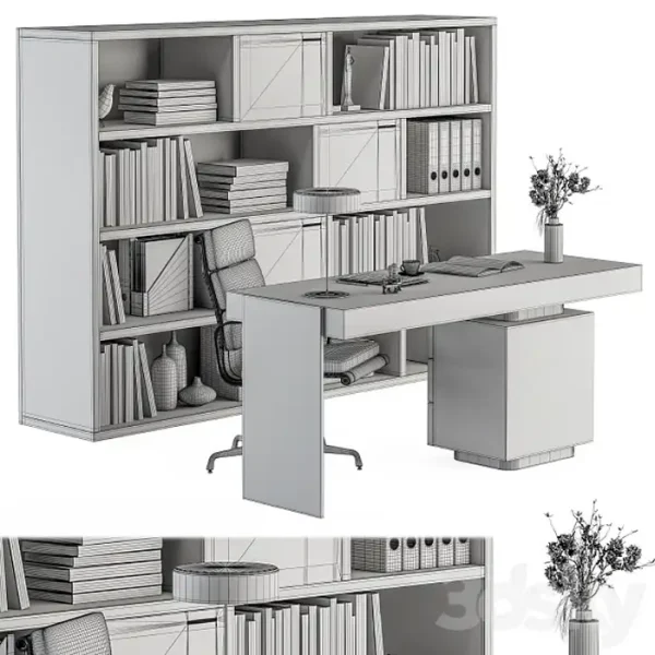 3DSky - Office Furniture Wood Boss Desk Manager Set Table 42 - Image 5