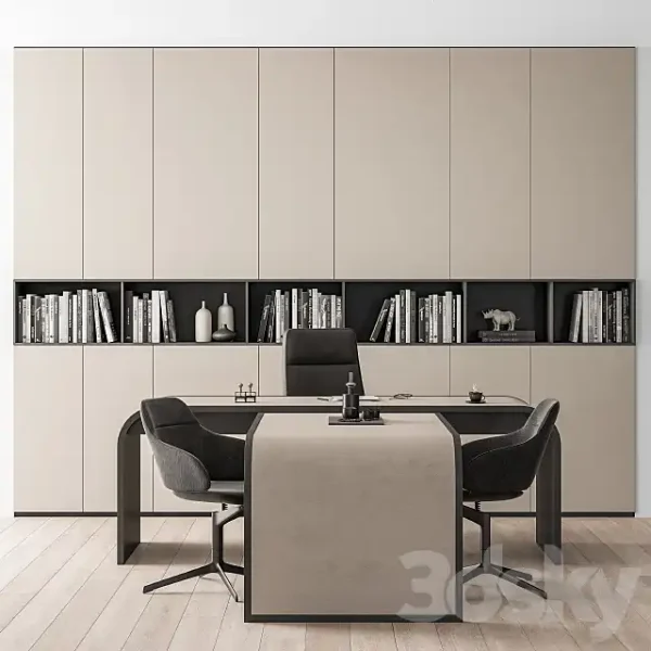 3DSky - Office Furniture Boss Desk Cream Manager Set Table 43 - Image 2