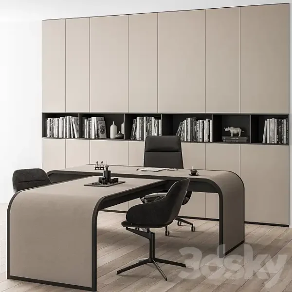 3DSky - Office Furniture Boss Desk Cream Manager Set Table 43