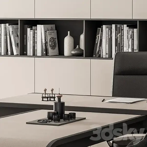 3DSky - Office Furniture Boss Desk Cream Manager Set Table 43 - Image 3