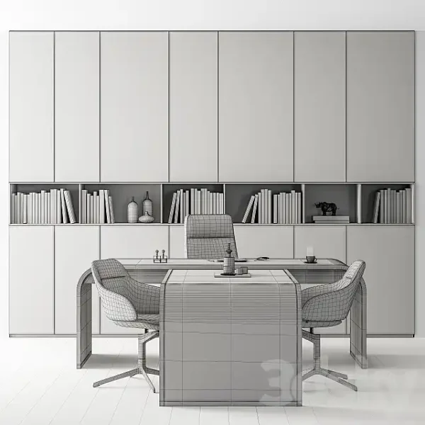 3DSky - Office Furniture Boss Desk Cream Manager Set Table 43 - Image 5