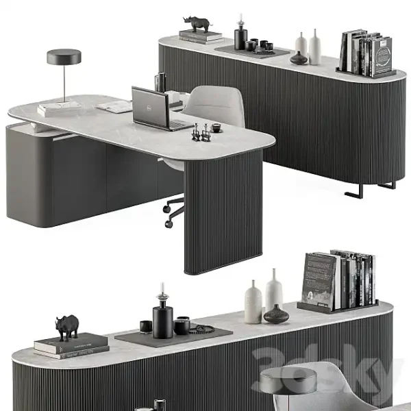 3DSky - Boss Desk Black and Gray Office Furniture 236