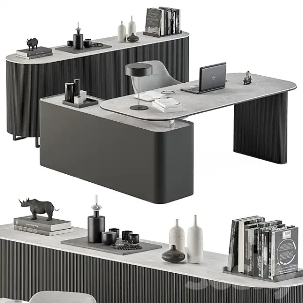 3DSky - Boss Desk Black and Gray Office Furniture 236 - Image 2