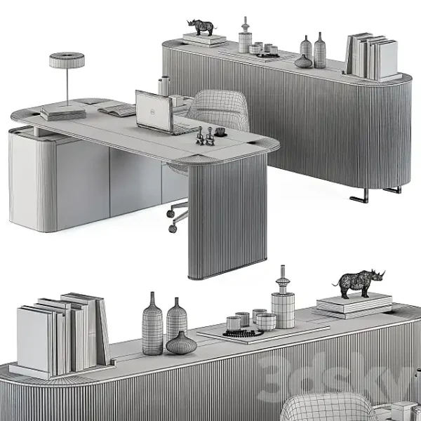 3DSky - Boss Desk Black and Gray Office Furniture 236 - Image 5