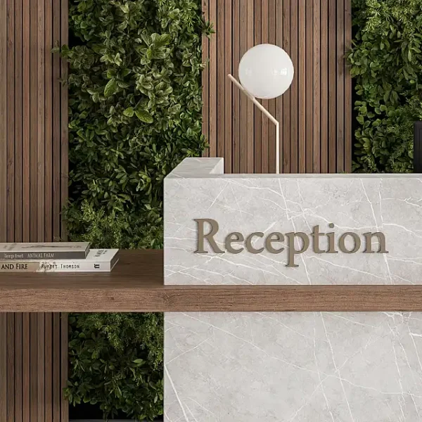 3DSky - Reception Desk and Wall Decor with Vertical Garden Office Set 238 - Image 2
