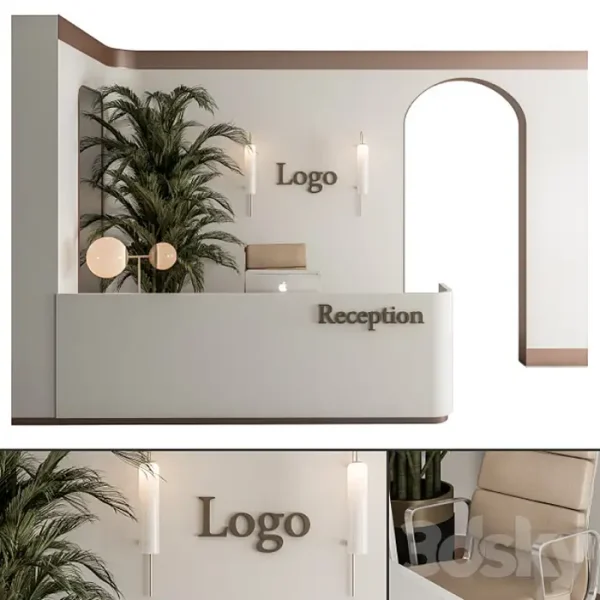 3DSky - Reception Desk and Wall Decoration Office Set 239