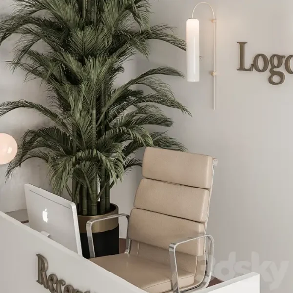 3DSky - Reception Desk and Wall Decoration Office Set 239 - Image 3