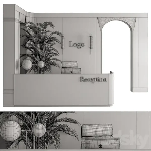 3DSky - Reception Desk and Wall Decoration Office Set 239 - Image 4