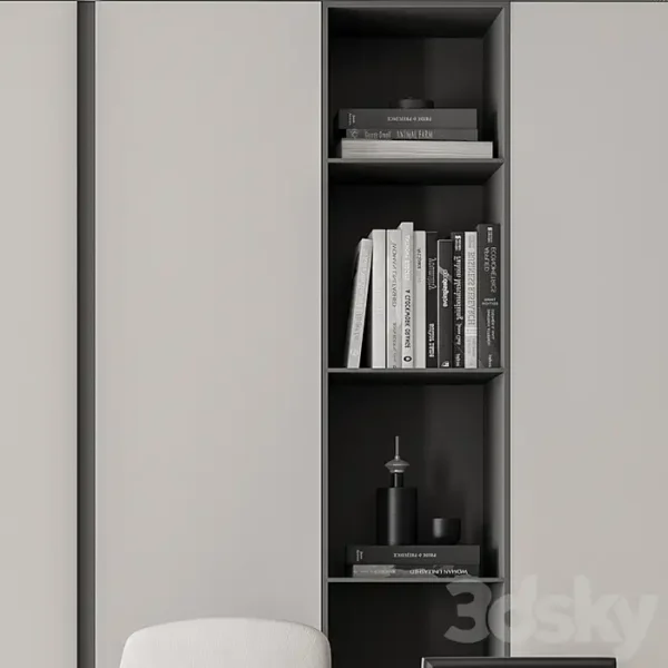 3DSky - Boss Desk with Library Black and White Table Office Furniture 285 - Image 4