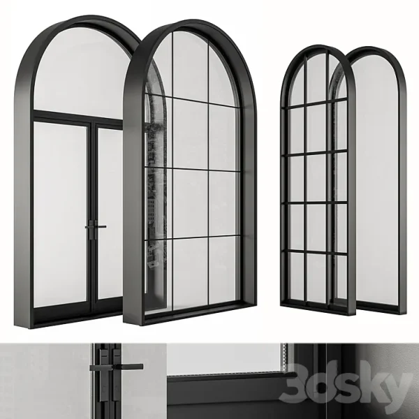 3DSky - Black Modern Arched Window Windows Set 07