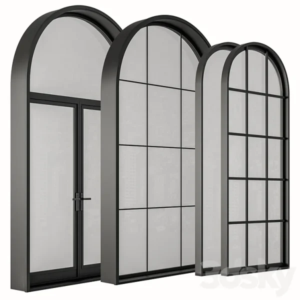 3DSky - Black Modern Arched Window Windows Set 07 - Image 4