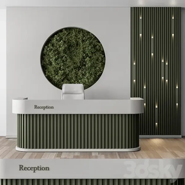 3DSky - Reception Desk and Wall Decor with Vertical Garden Office Set 312