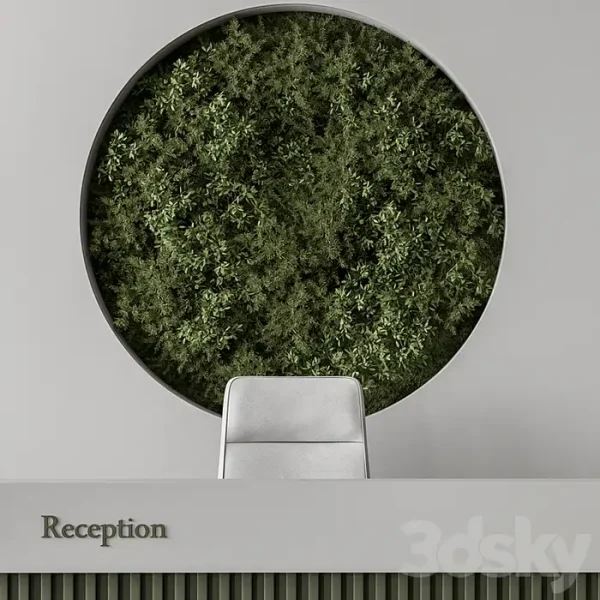 3DSky - Reception Desk and Wall Decor with Vertical Garden Office Set 312 - Image 3