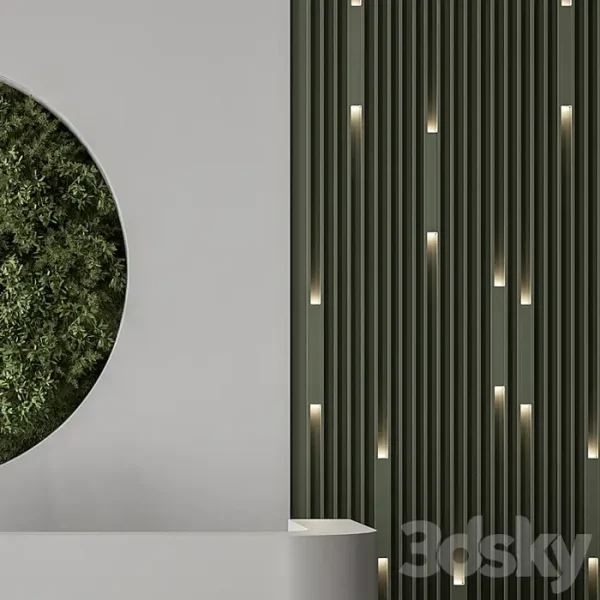 3DSky - Reception Desk and Wall Decor with Vertical Garden Office Set 312 - Image 2
