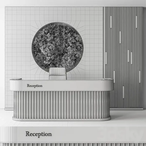3DSky - Reception Desk and Wall Decor with Vertical Garden Office Set 312 - Image 4