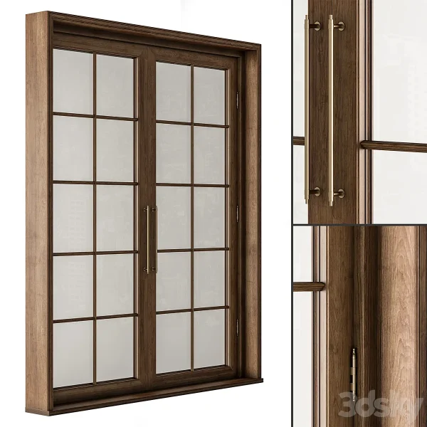 3DSky - Neo Classic Glass and Wood Door Set 42