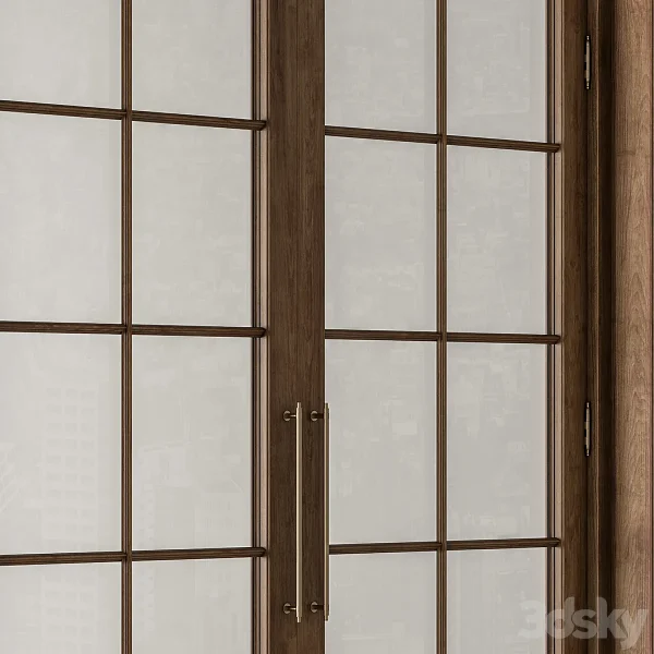3DSky - Neo Classic Glass and Wood Door Set 42 - Image 4