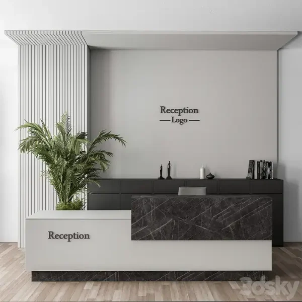 3DSky - Reception Desk and Wall Decoration Office Set 311
