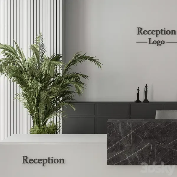 3DSky - Reception Desk and Wall Decoration Office Set 311 - Image 2