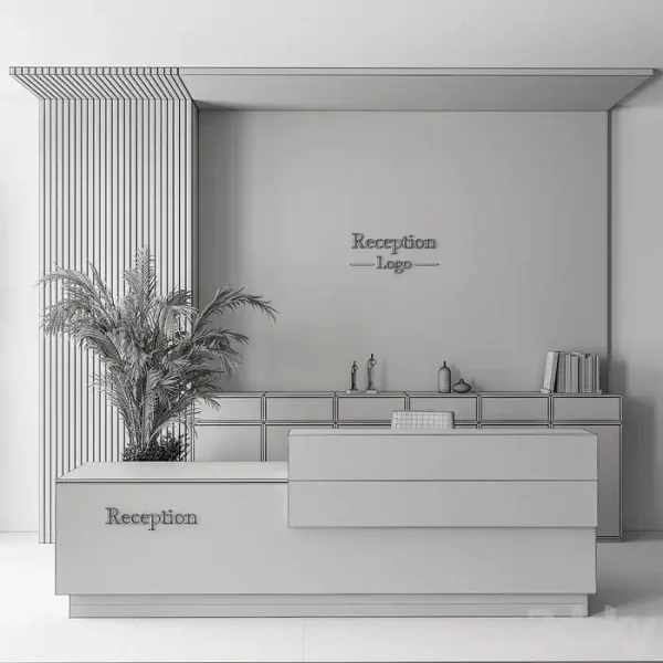 3DSky - Reception Desk and Wall Decoration Office Set 311 - Image 3
