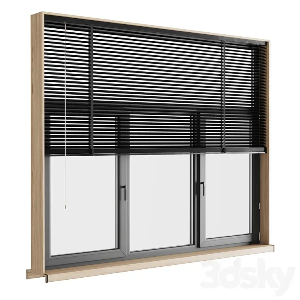 3DSky - Modern Windows with Metal Blinds and Wooden
