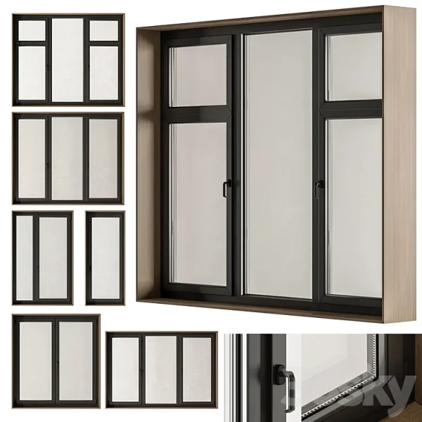 3DSky - Wood Frame Windows Set 23