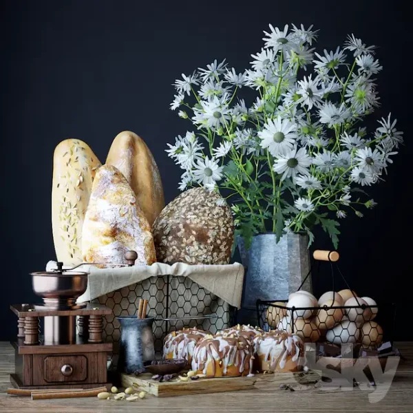 3DSky - Kitchen Set with Bread and Cinnapons