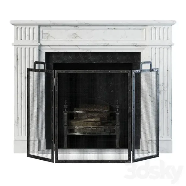 3DSky - Classic Fireplace White Marble - Image 2